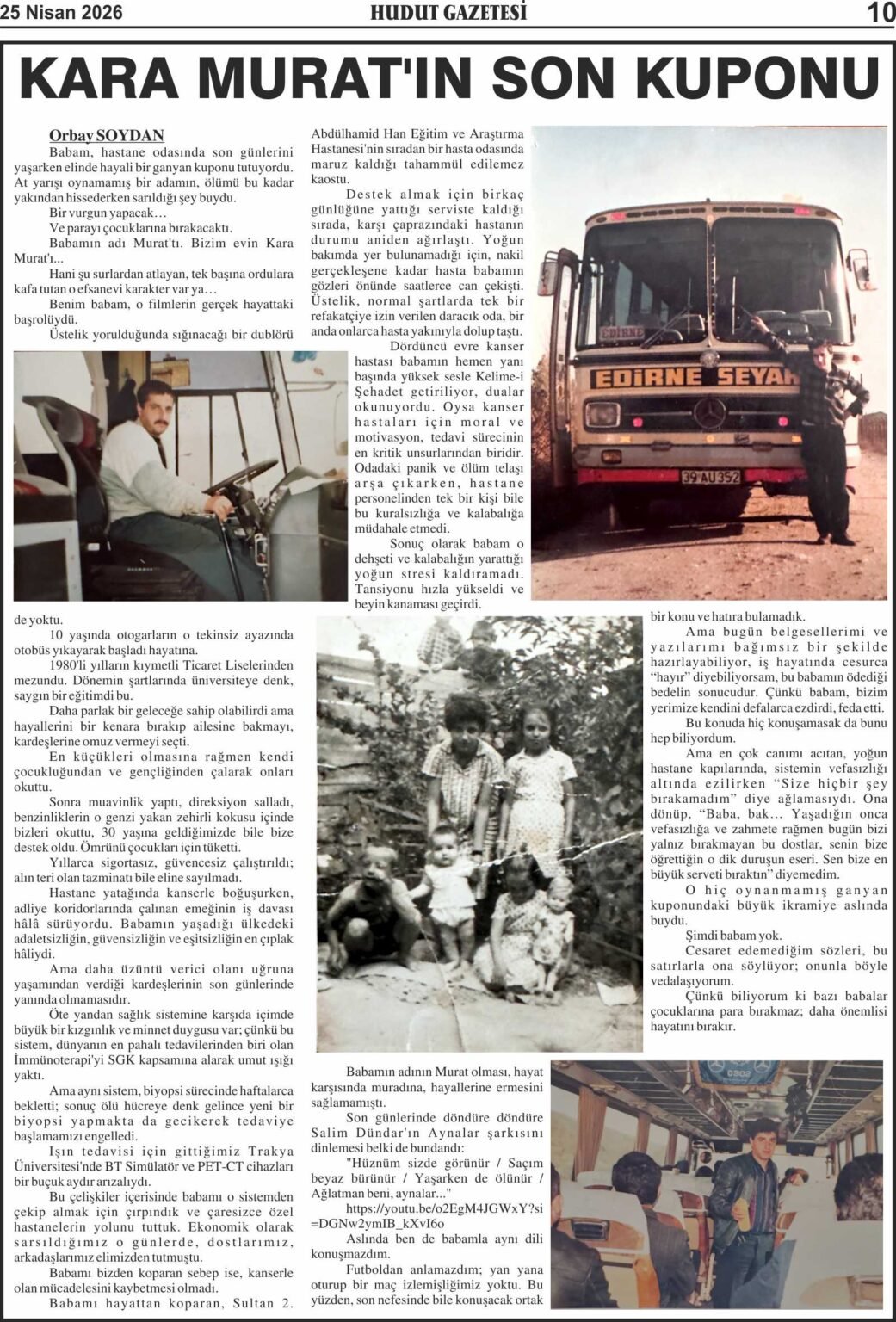 25 Nisan 2026 Cumartesi Hudut Gazetesi