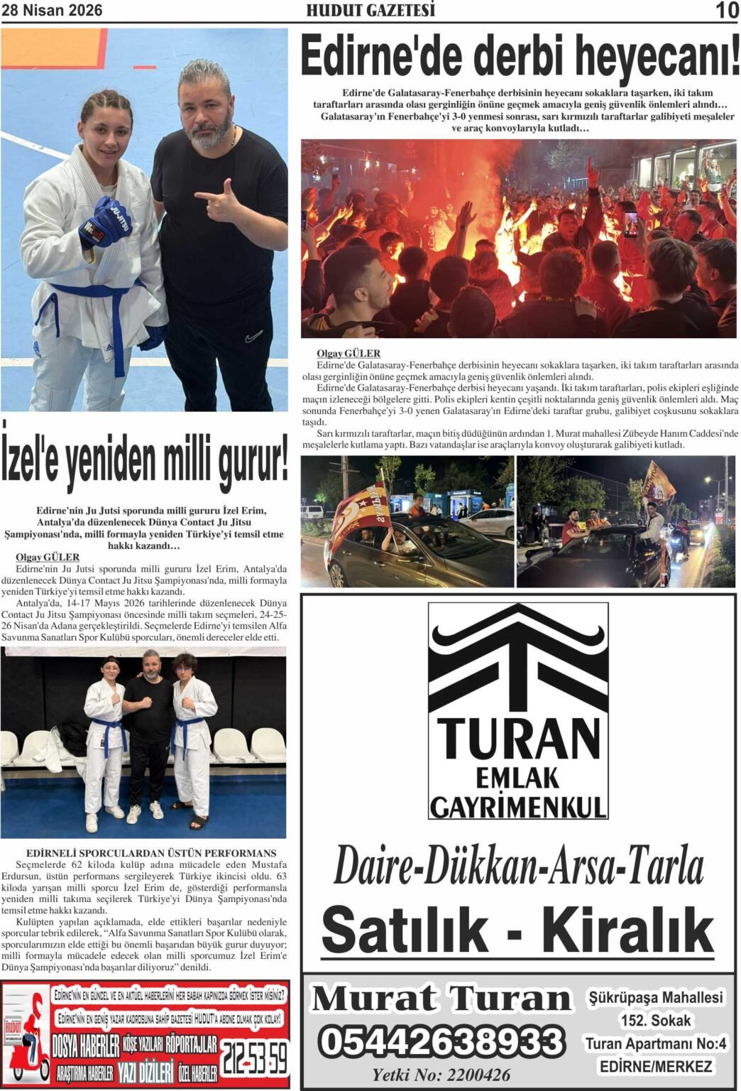 28 Nisan 2026 Salı Hudut Gazetesi