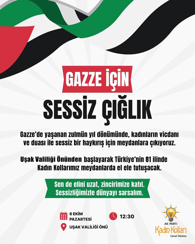 GAZZE İÇİN SESSİZ ÇIĞLIK
