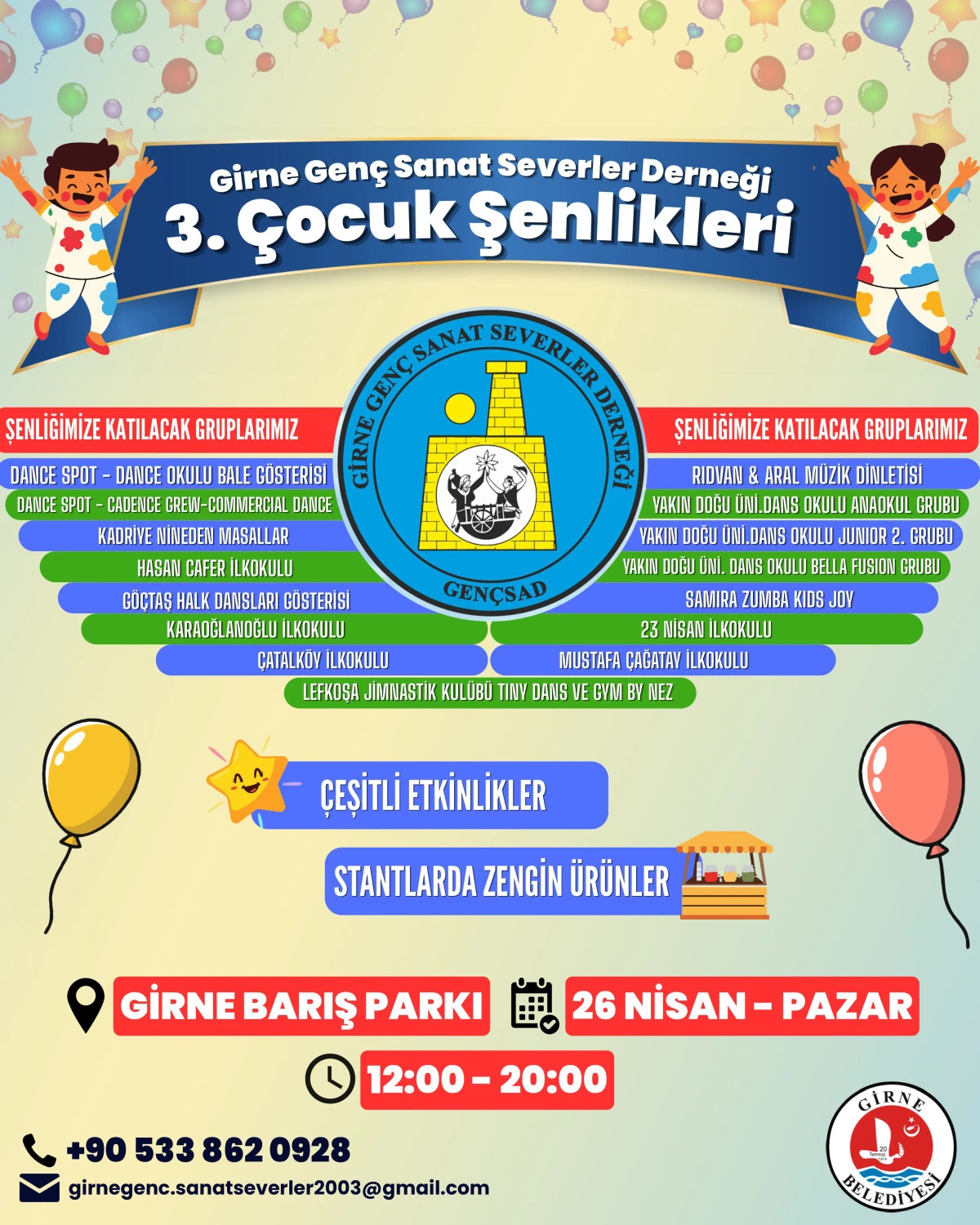 Girne Genç Sanat Severler Derneği’nden 3. Çocuk Şenliği