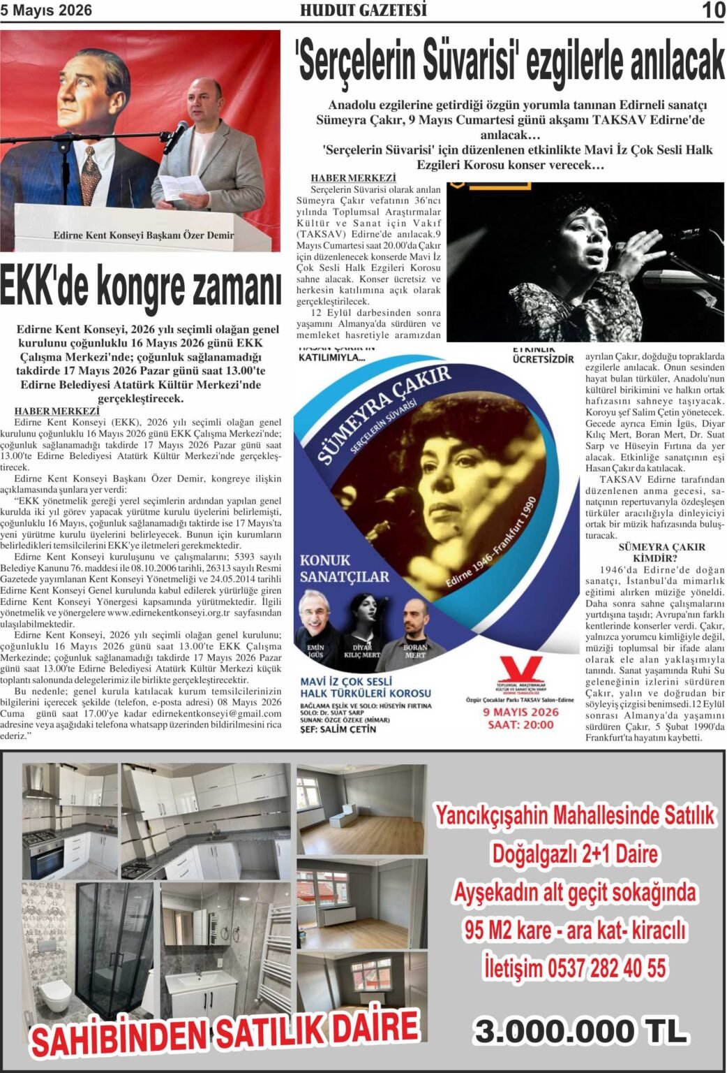 5 Mayıs 2026 Salı Hudut Gazetesi