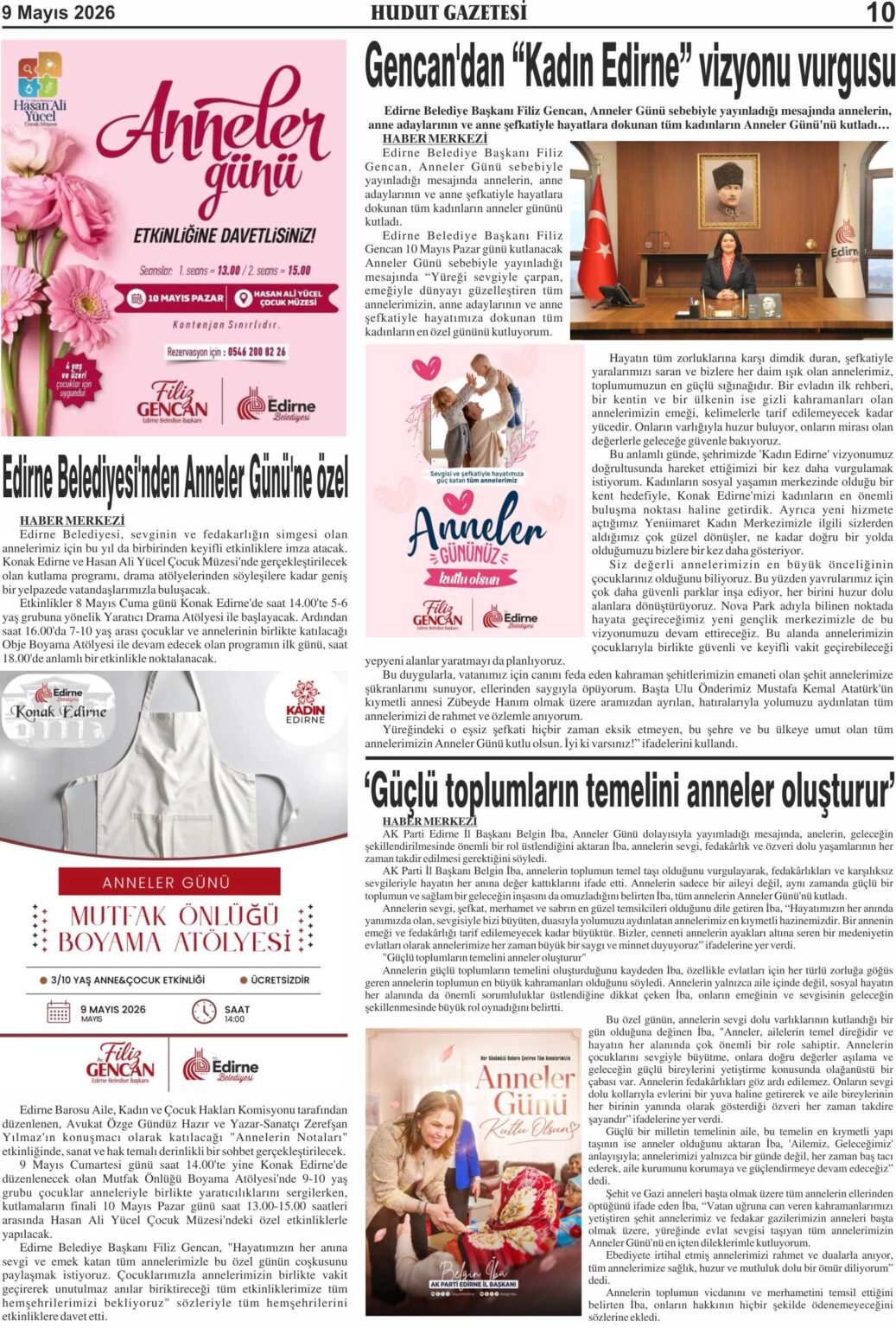 9 Mayıs 2026 Cumartesi Hudut Gazetesi