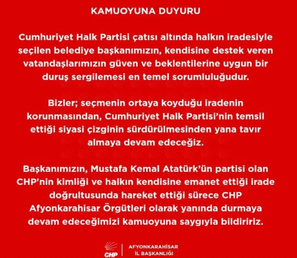 Afyon'da neler oluyor? CHP'li üyelerden, CHP'li Burcu Köksal'a manidar bildiri