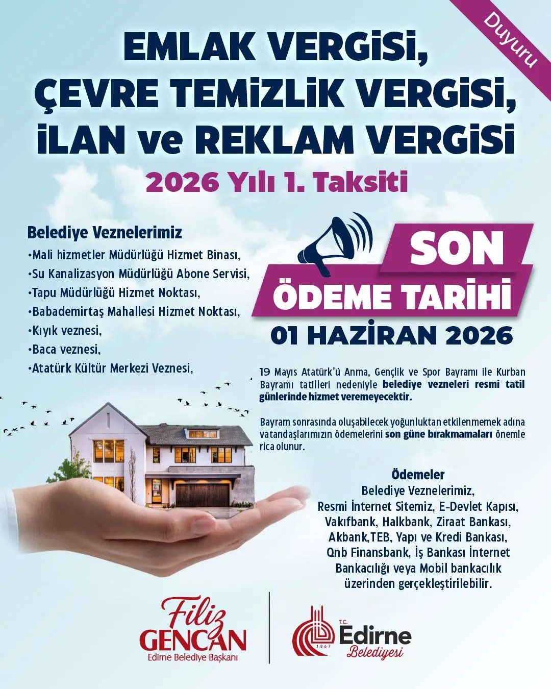 Belediyeden vergi hatırlatması!