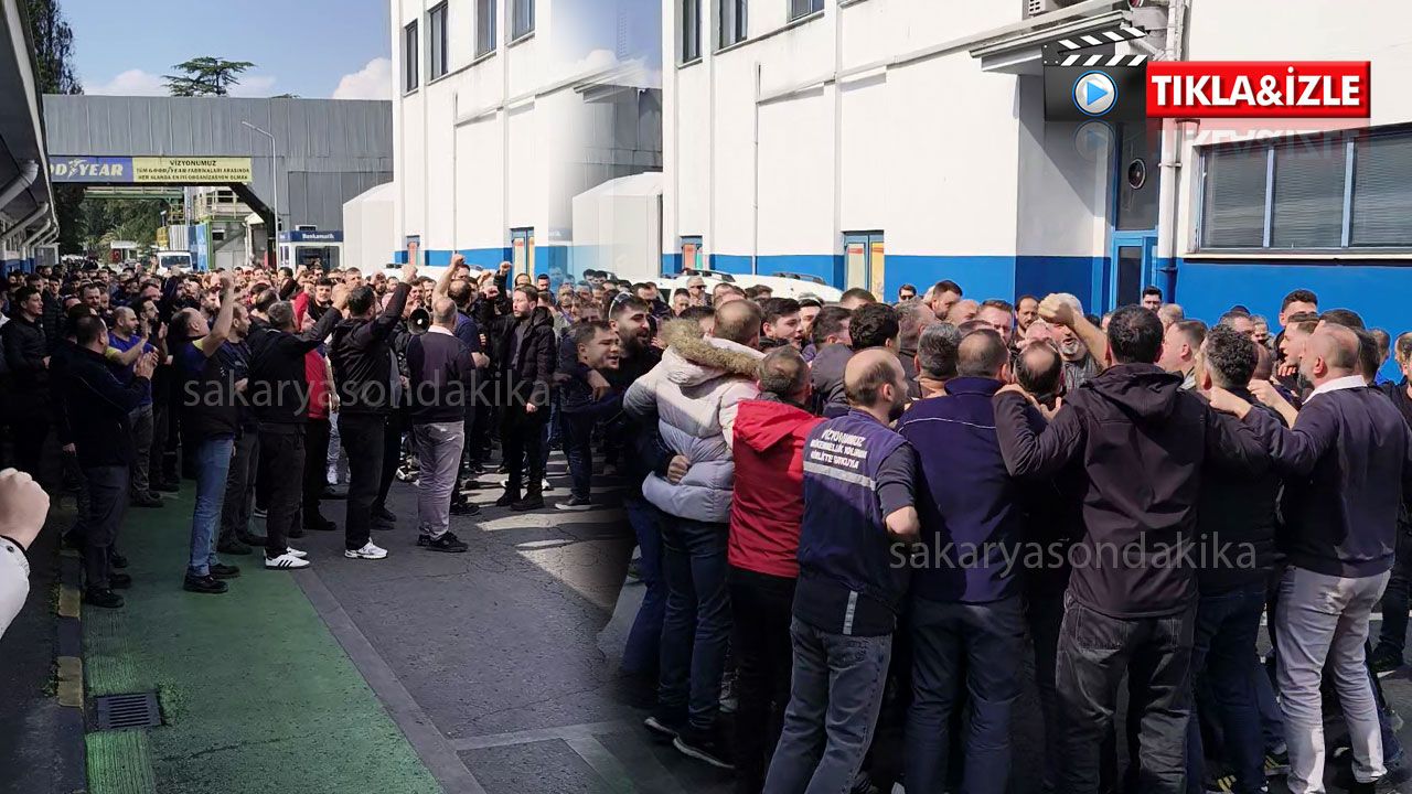 Goodyear'da işçilerden alkışlı sloganlı protesto "İşveren masaya aklını topla gel!"