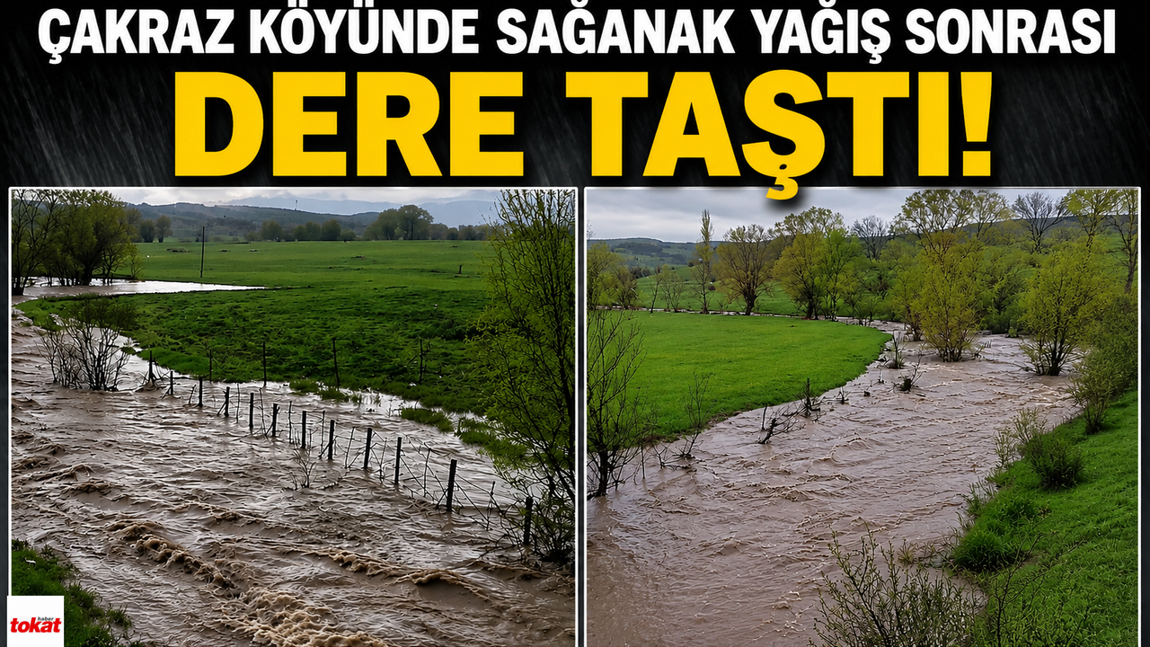 Tokat’ta Sağanak Dereyi Taşırdı, Köy Yolları Sular Altında Kaldı
