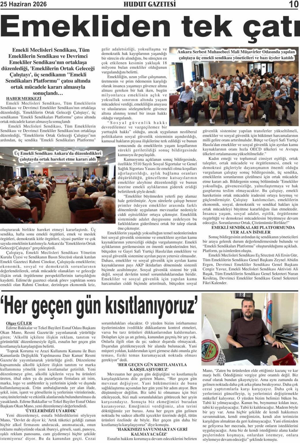 25 Haziran 2026 Perşembe Hudut Gazetesi
