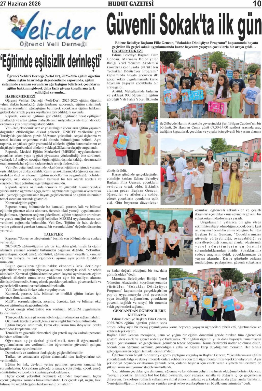 27 Haziran 2026 Cumartesi Hudut Gazetesi
