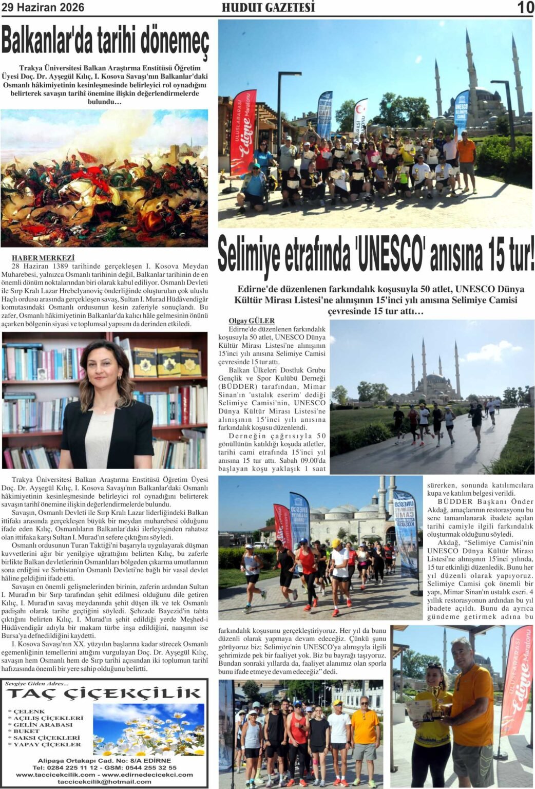 29 Haziran 2026 Pazartesi Hudut Gazetesi