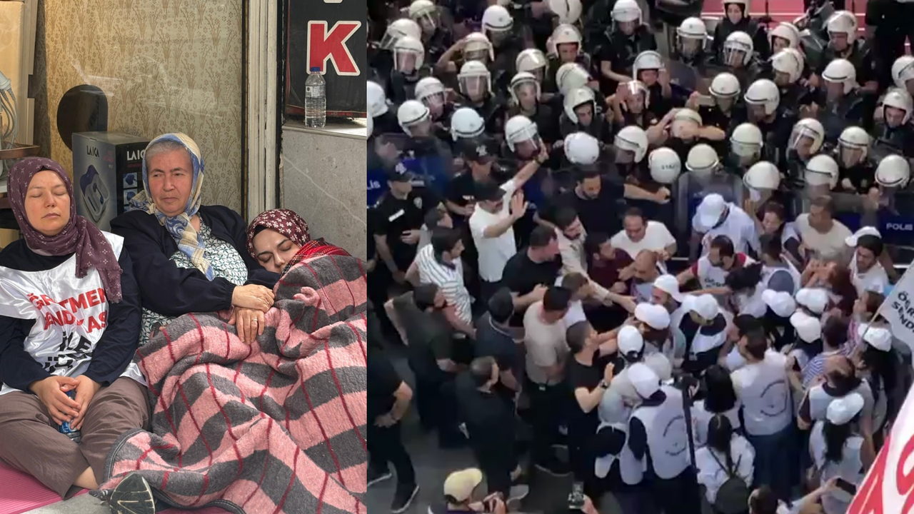 7 gündür aç olan öğretmenlere yine polis müdahalesi