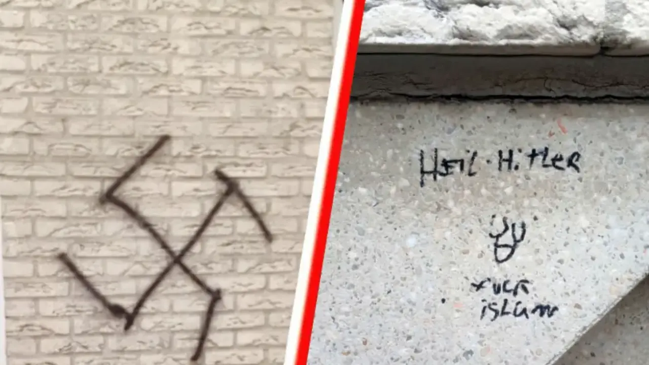 Den Haag'da bir camiye gamalı haç ve nefret içerikli yazılar çizildi