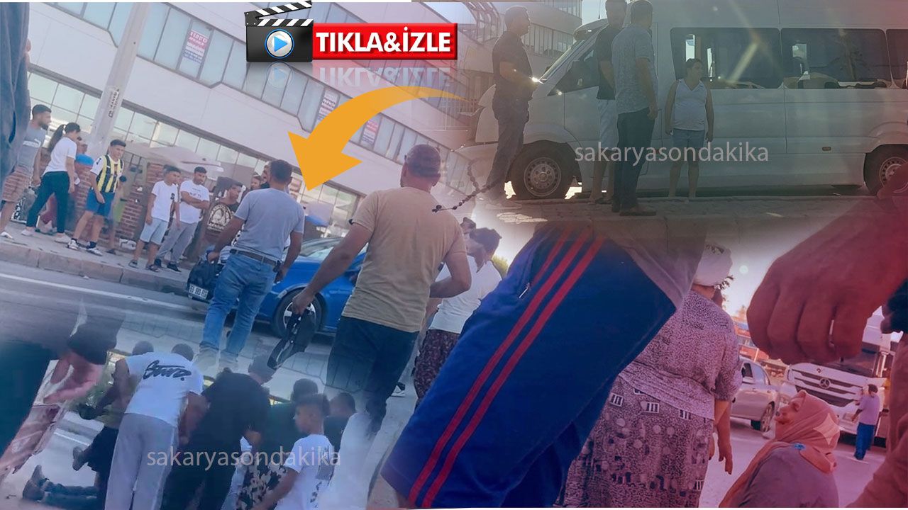 Erenler'de kaza sonrası ortalık karıştı! Öfteli kalabalık minibüse saldırdı