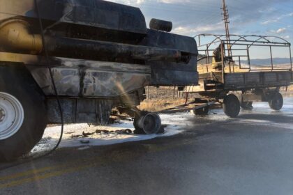 Çubuk'ta Seyir Halindeki Biçerdöverde Yangın