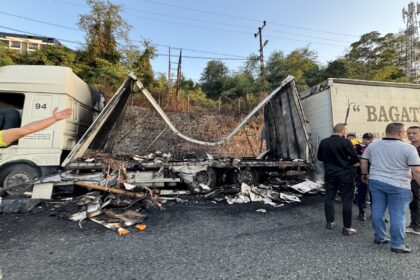 Giresun'da Tır Yangını Söndürüldü