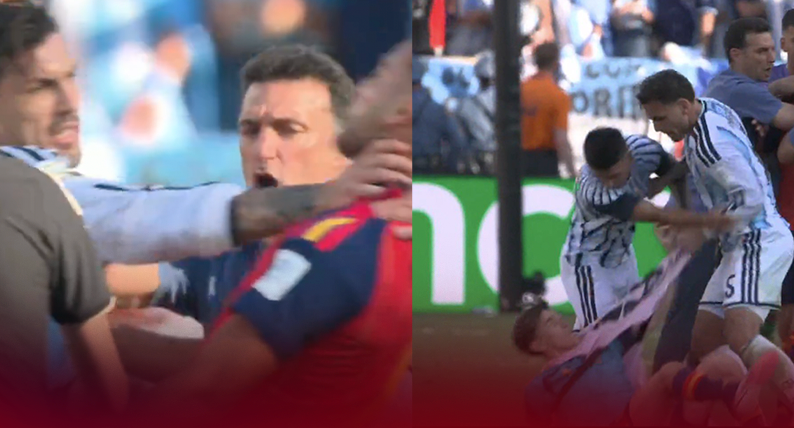 Maç bitti ortalık karıştı! İspanyol futbolculara saldırdı